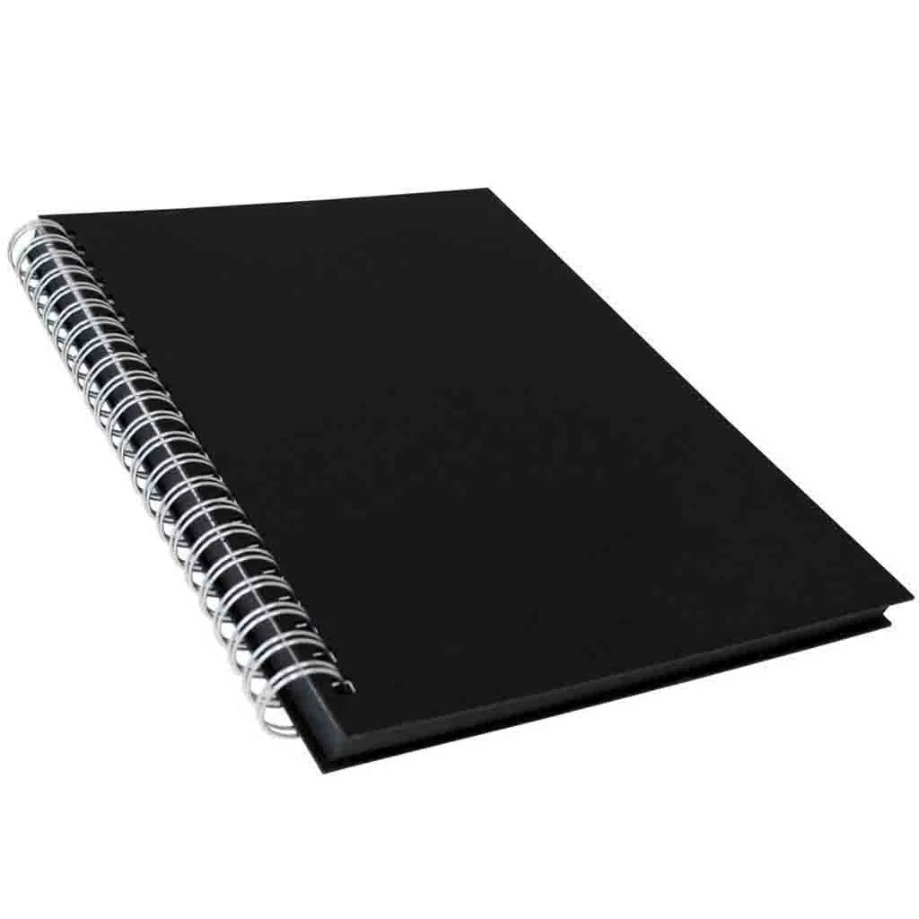 A4 Hardbound Spiral Cartidge Book, 350gsm (Portrait) - Black Paper