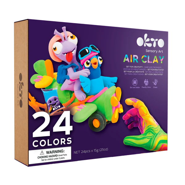 Air Clay Set for Creativity, 24 Colours (Ages 5+)