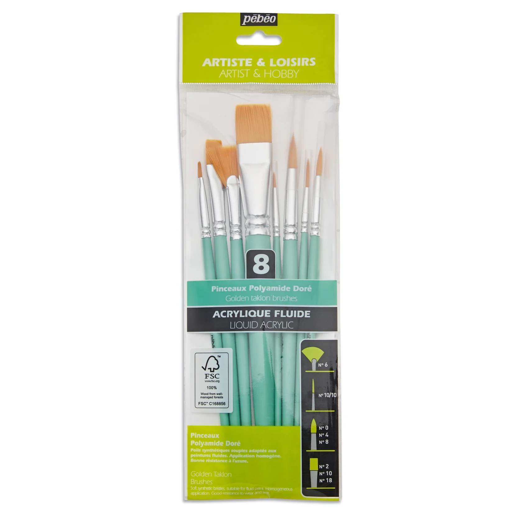 Brush Set Synthetic Mix Short Handle x 8 pcs
