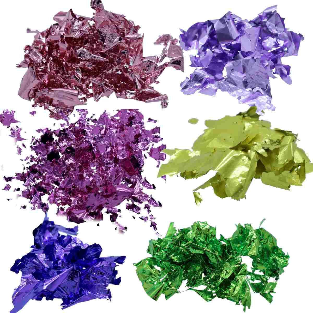 Coloured Metal Foil Flakes Set of 6 - Image 2