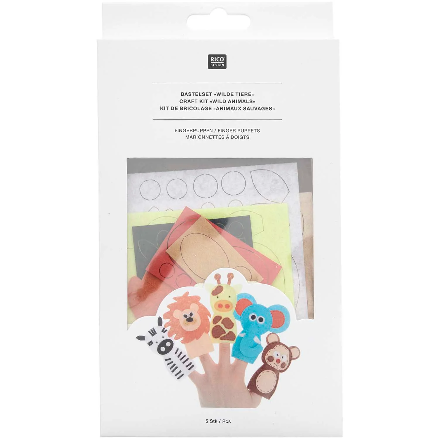 Felt Craft Kit, Finger Puppets, 5 pcs - Image 3