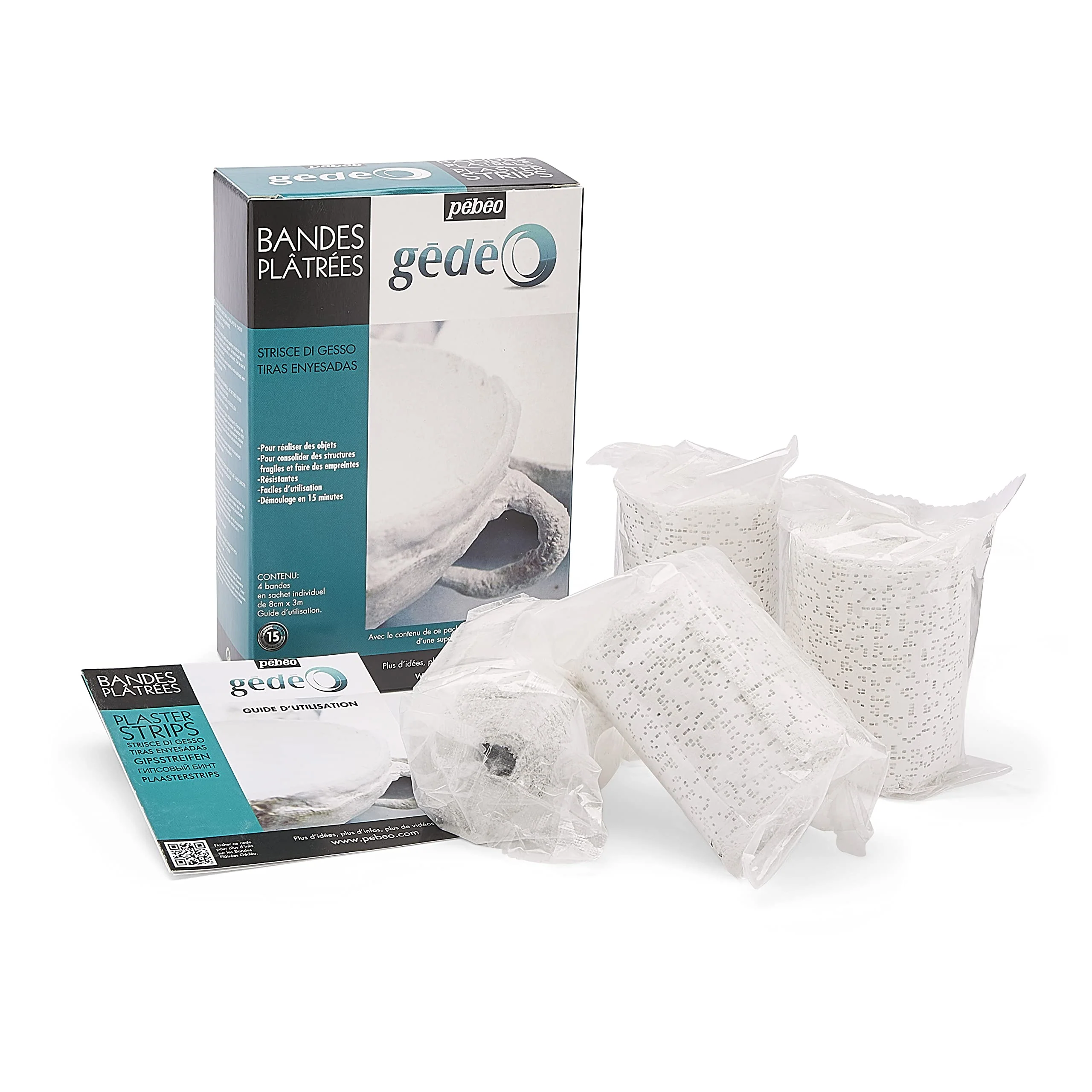 Gedeo Plaster Bandage Strips Pack of 4 Rolls (8cm x 3m)