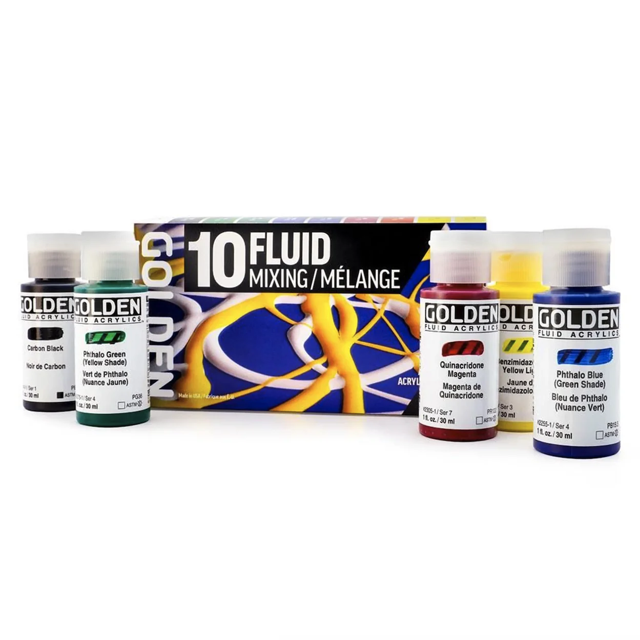 Golden: Fluid Acrylic Paint Mixing Set of 10