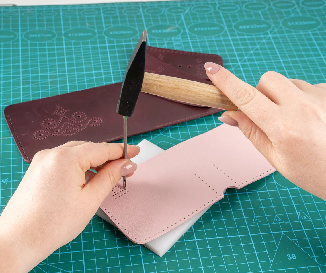 Leather Craft Kit, Burgundy Wallet - Image 4