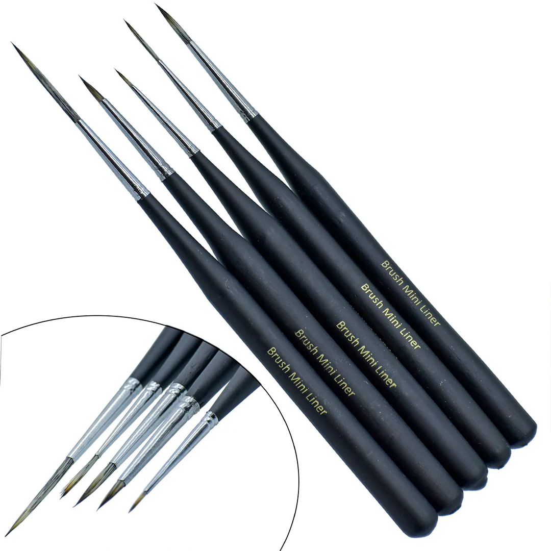 Miniature Painting Brush Set with Ergonomic Handle Set of 5