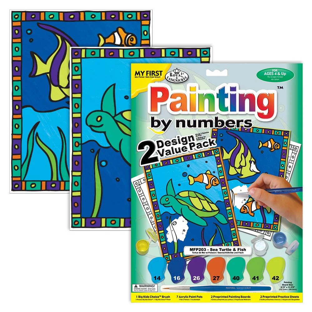 My First Paint by Numbers (Set of 2) - Turtle & Fish (Ages 4+)