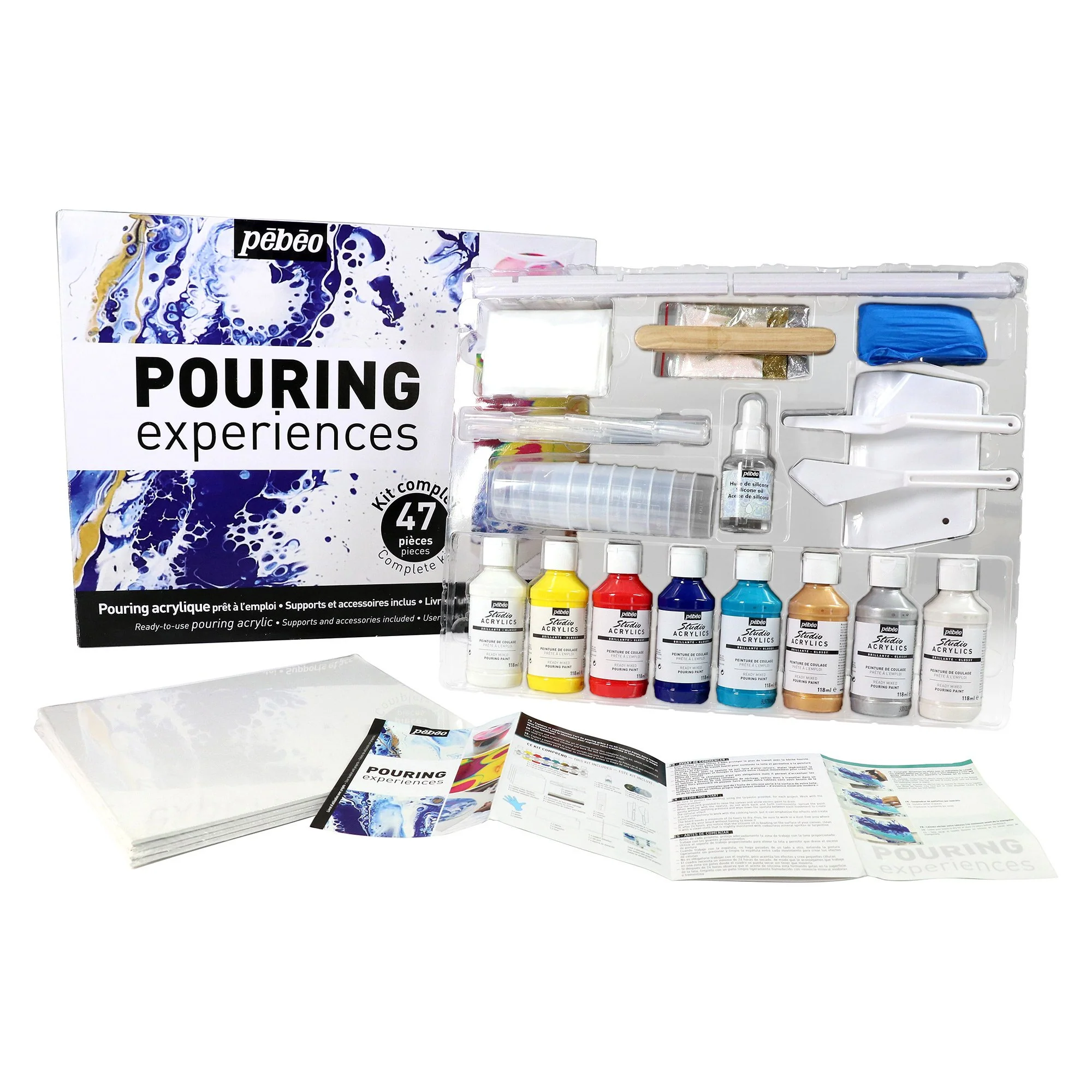 Pebeo Pouring Experiences  Acrylic Paint Set of 47 - Image 3
