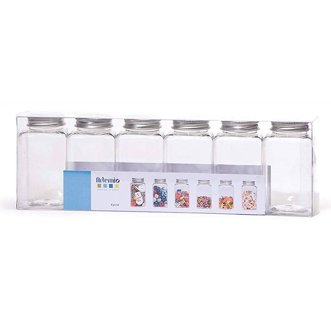 Plastic Storage Jars, Pack of 6