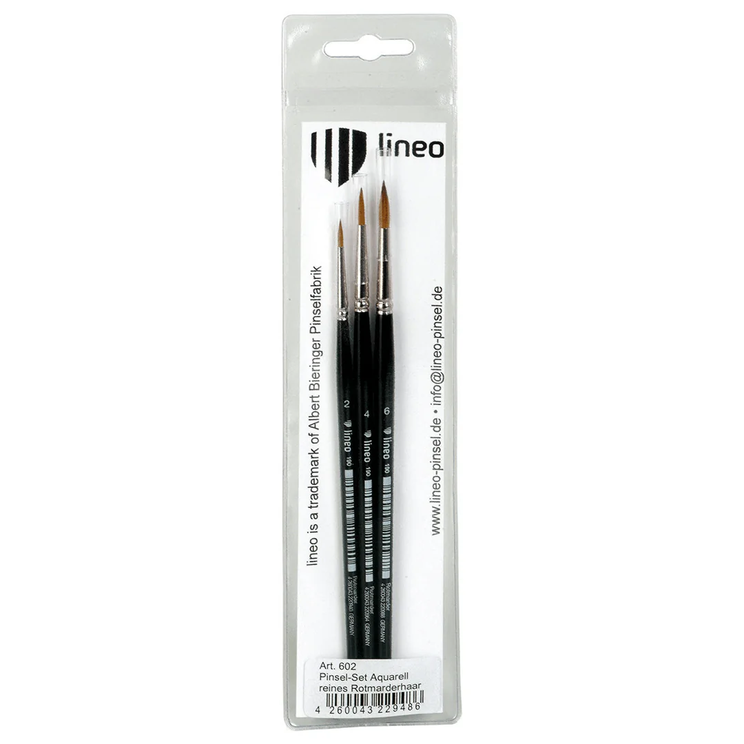 Pure Sable Brushes Set of 3 (Round)