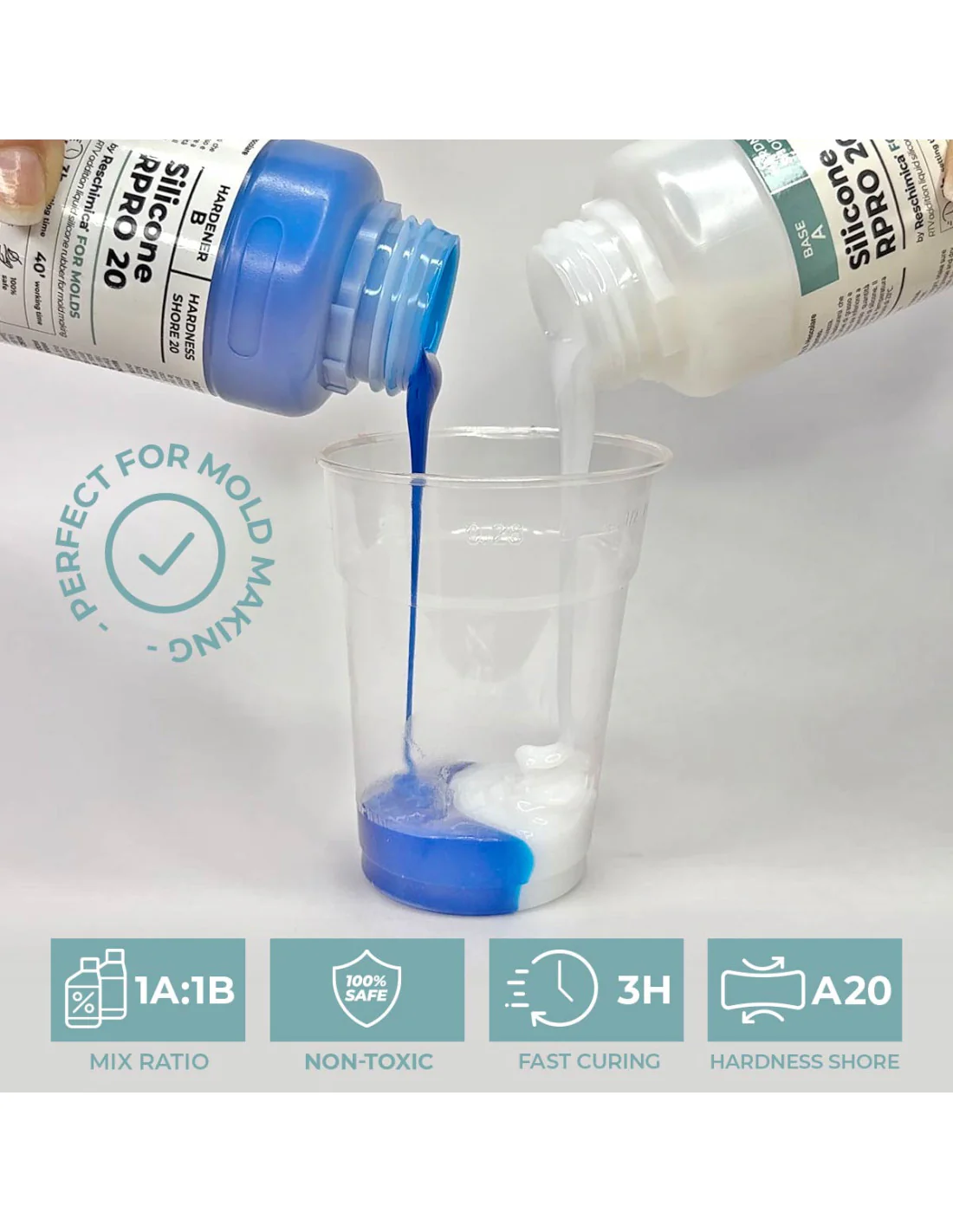R PRO 20 - Silicone rubber 1:1 for medium hardness moulds - Image 2