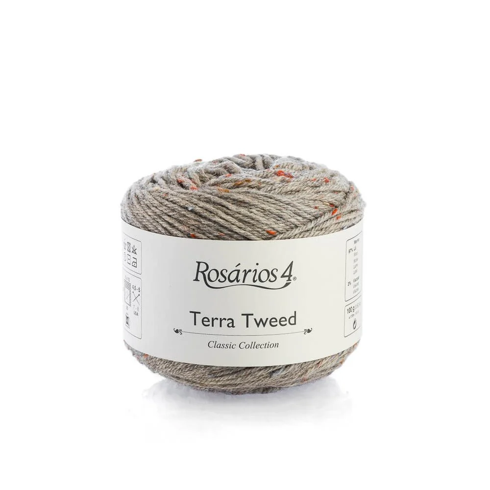 TERRA TWEED Yarn: 97% Merino Wool, 3% Viscose, Worsted Aran