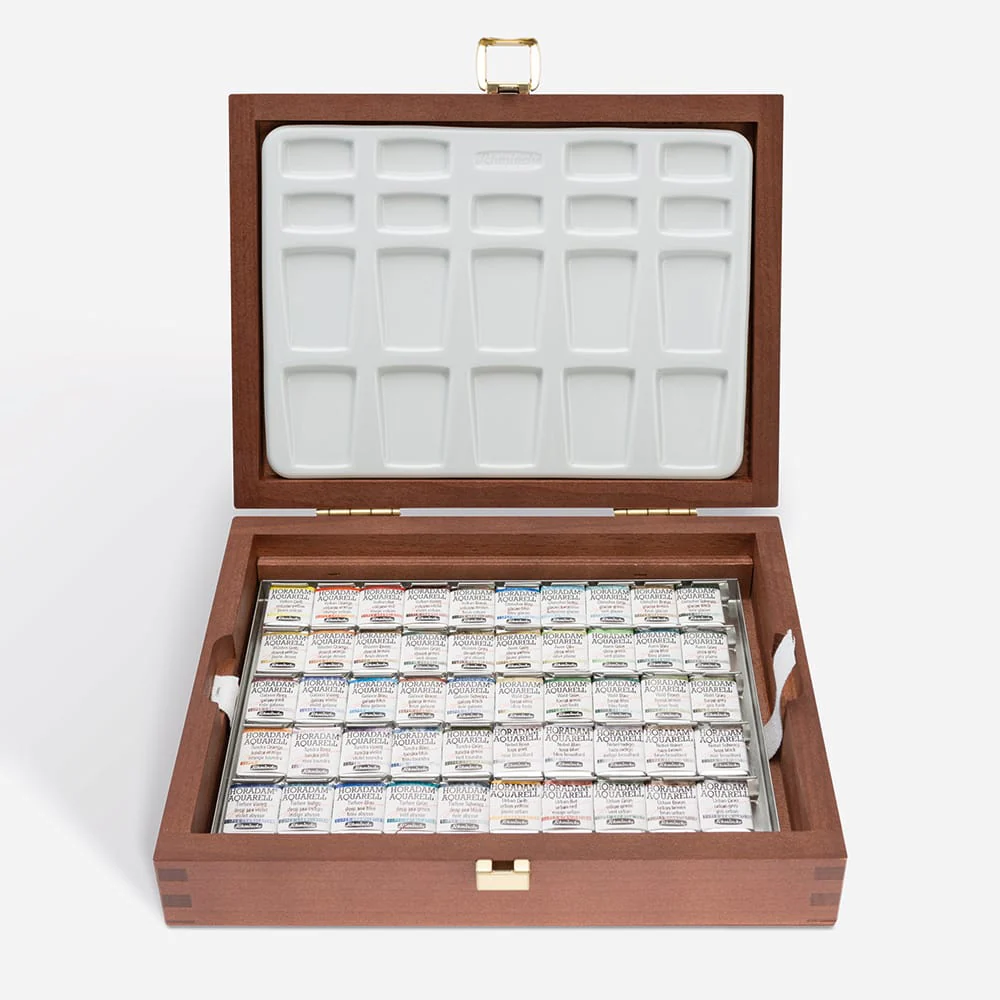 Schmincke Horadam Watercolour Paint - Wooden Box, Supergranulation Set, 50 Half Pans - Image 7