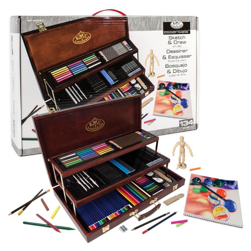 Sketching & Drawing Set Wooden Box 134 piece