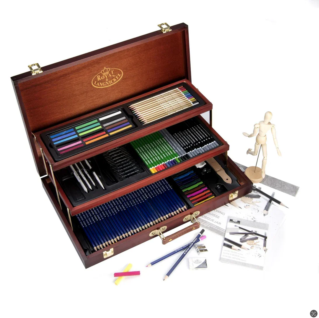 Sketching & Drawing Set Wooden Box 134 piece - Image 2