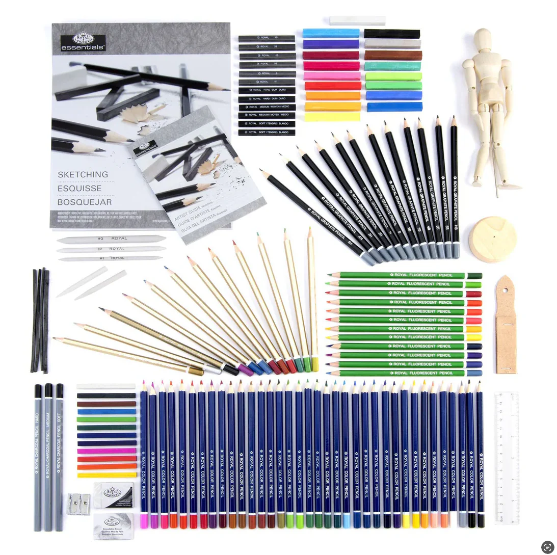 Sketching & Drawing Set Wooden Box 134 piece - Image 3