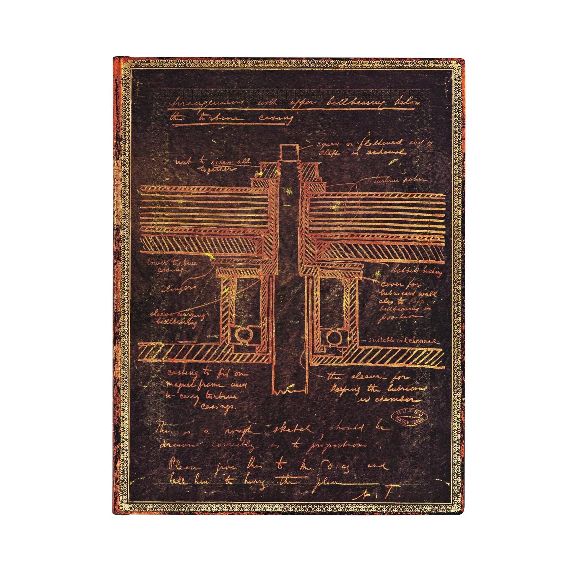 Softcover FLEXI, Tesla Sketch of a Turbine, Embellished Manuscript Collection, Mini, Unlined - Image 3