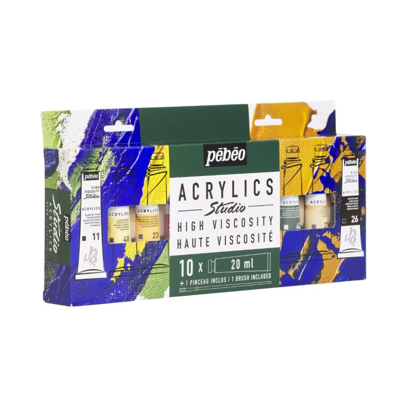 Studio Acrylics Set of 10 x 20ml with Brush - Image 2