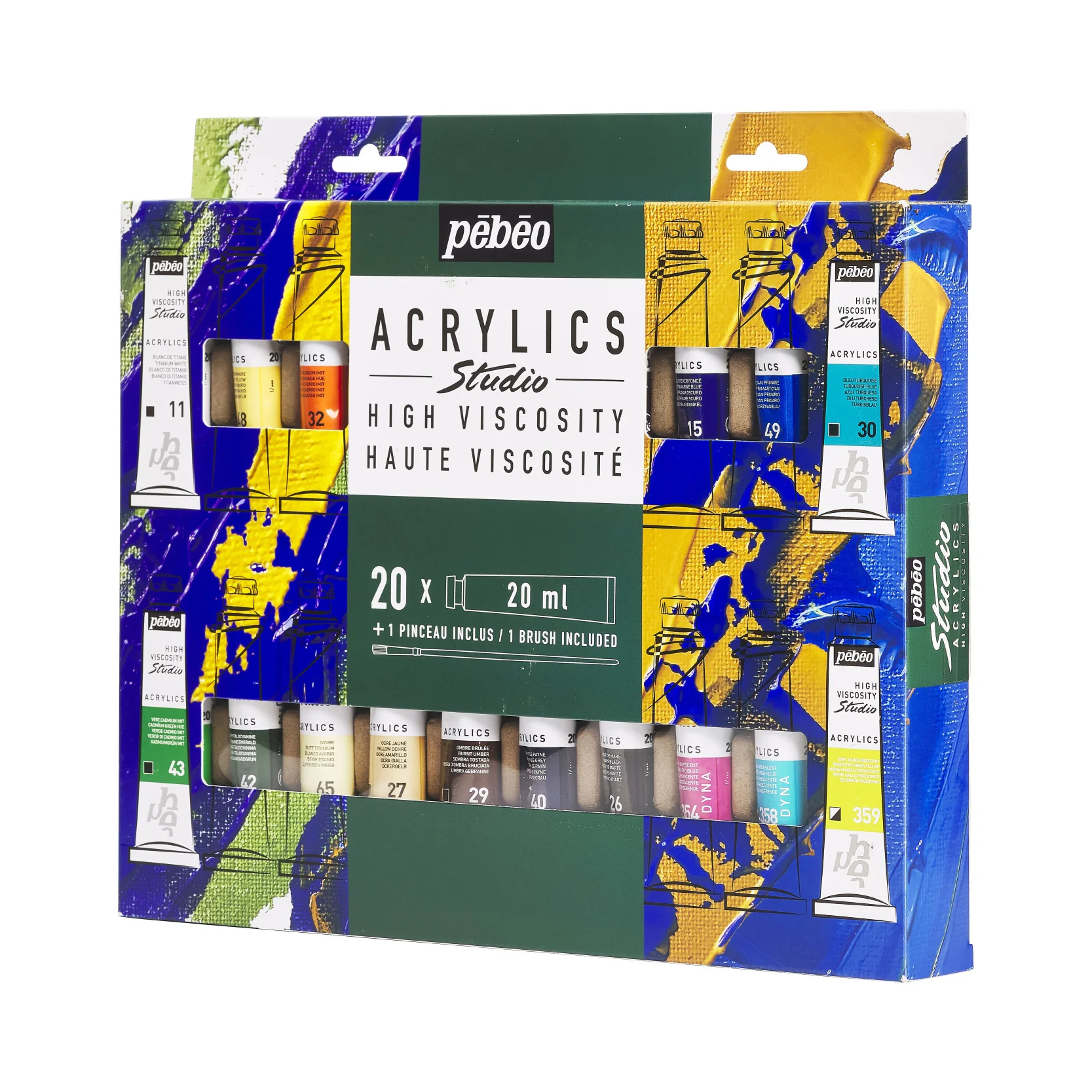 Studio Acrylics Set of 20 x 20ml with Brush - Image 2