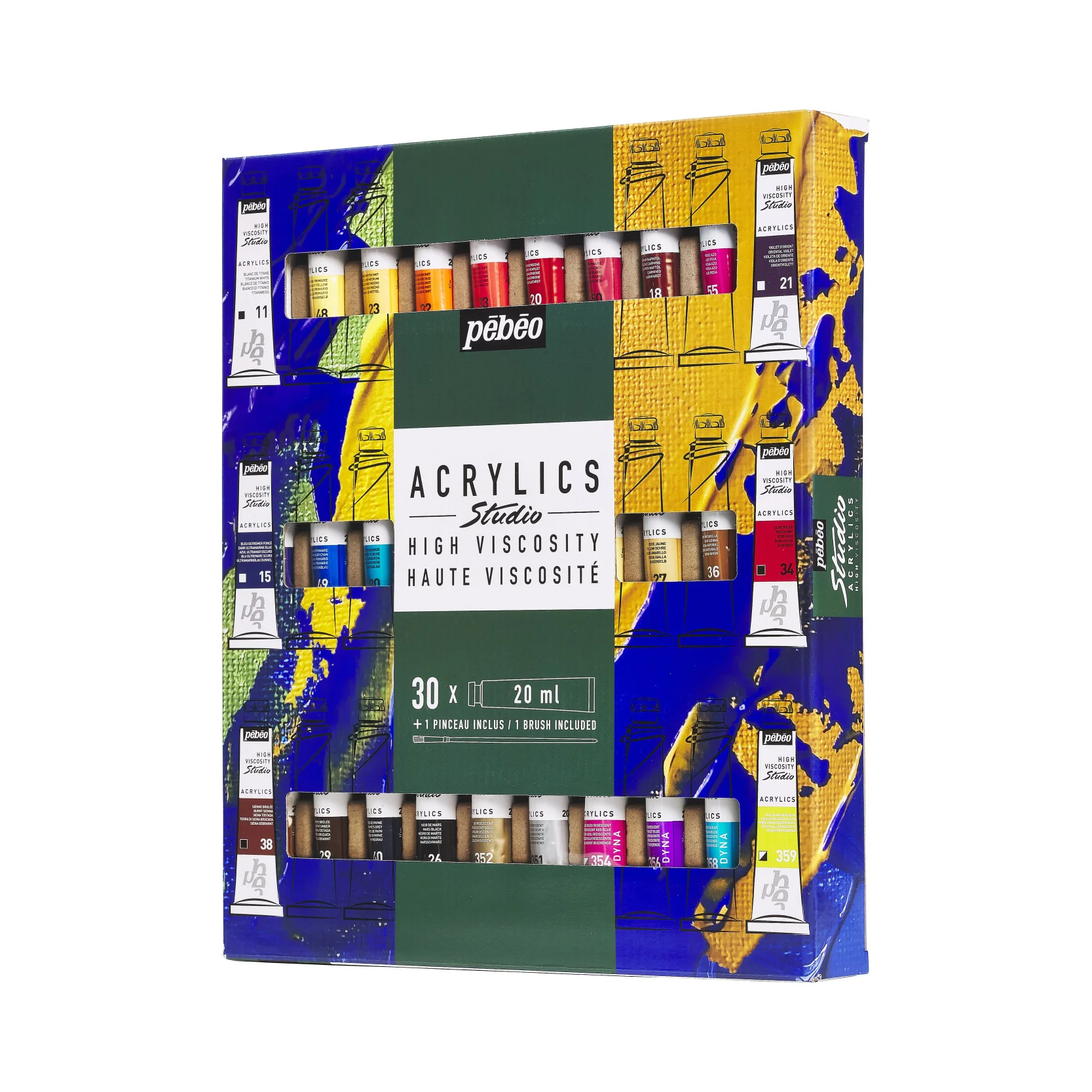 Studio Acrylics Set of 30 x 20ml with Brush - Image 2