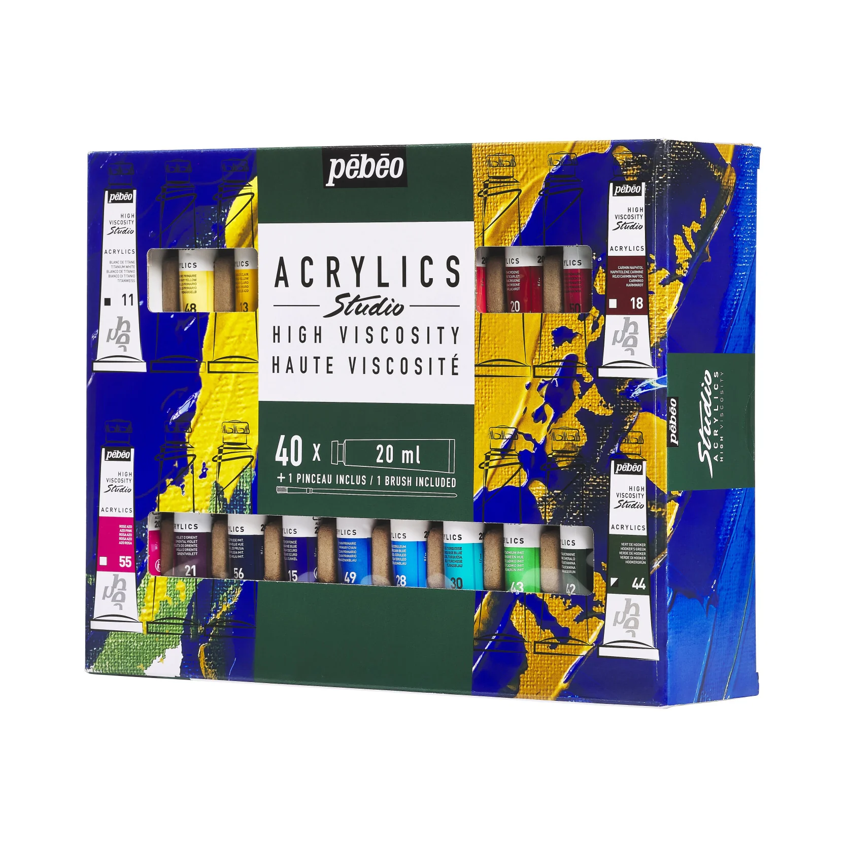 Studio Acrylics Set of 40 x 20ml with Brush - Image 2