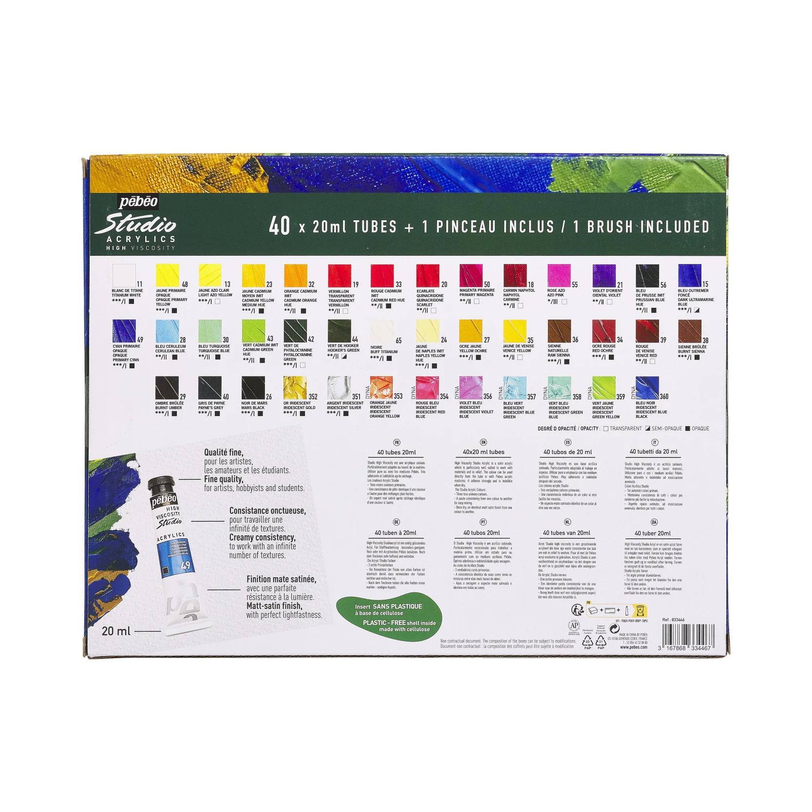 Studio Acrylics Set of 40 x 20ml with Brush - Image 4