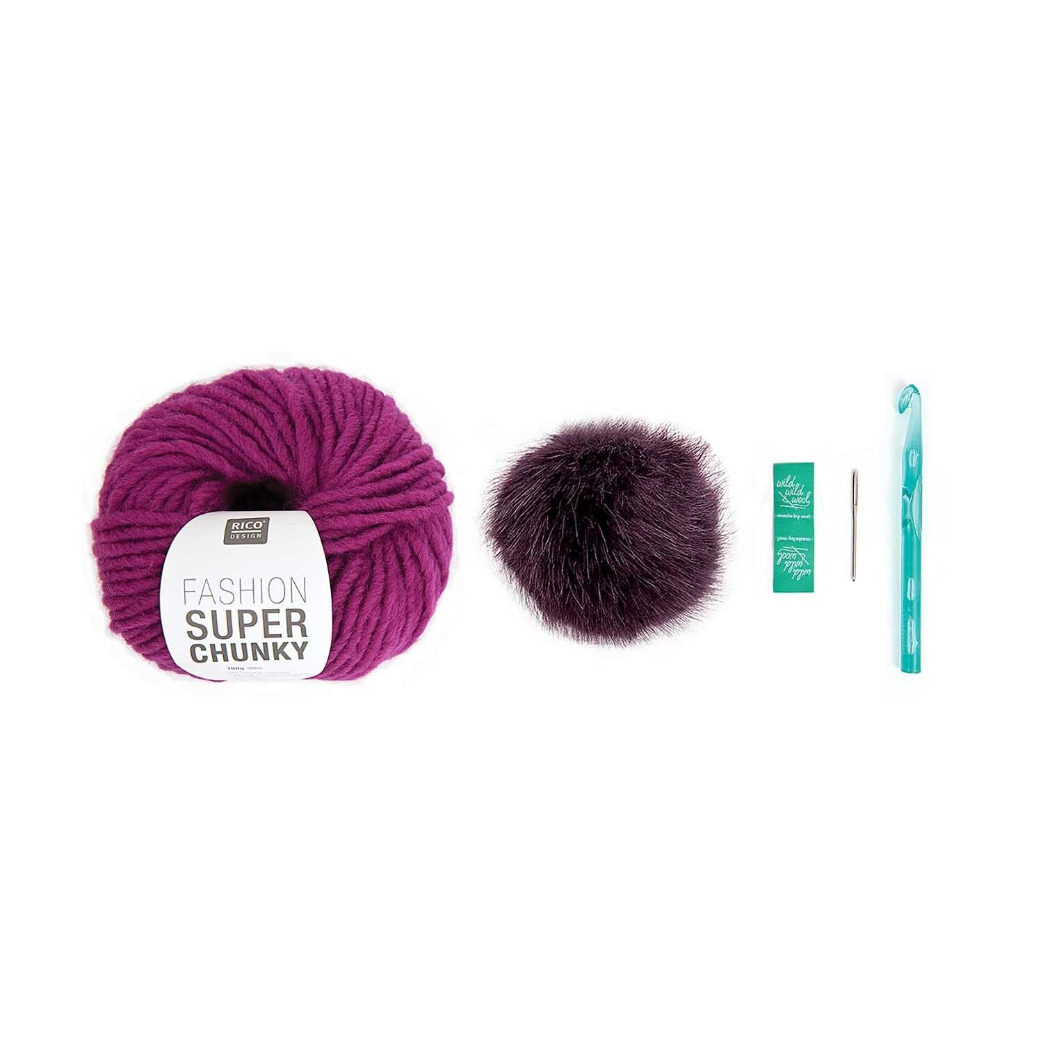 Wool Crochet Kit Hat with Pom-pom - Image 2